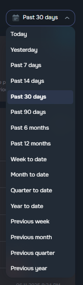 Date range filter options for AI Receptionist