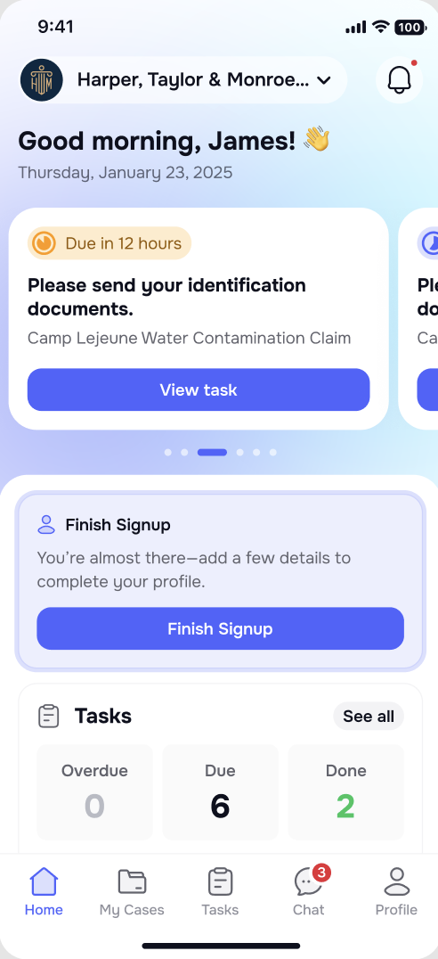 Client portal onboarding completion