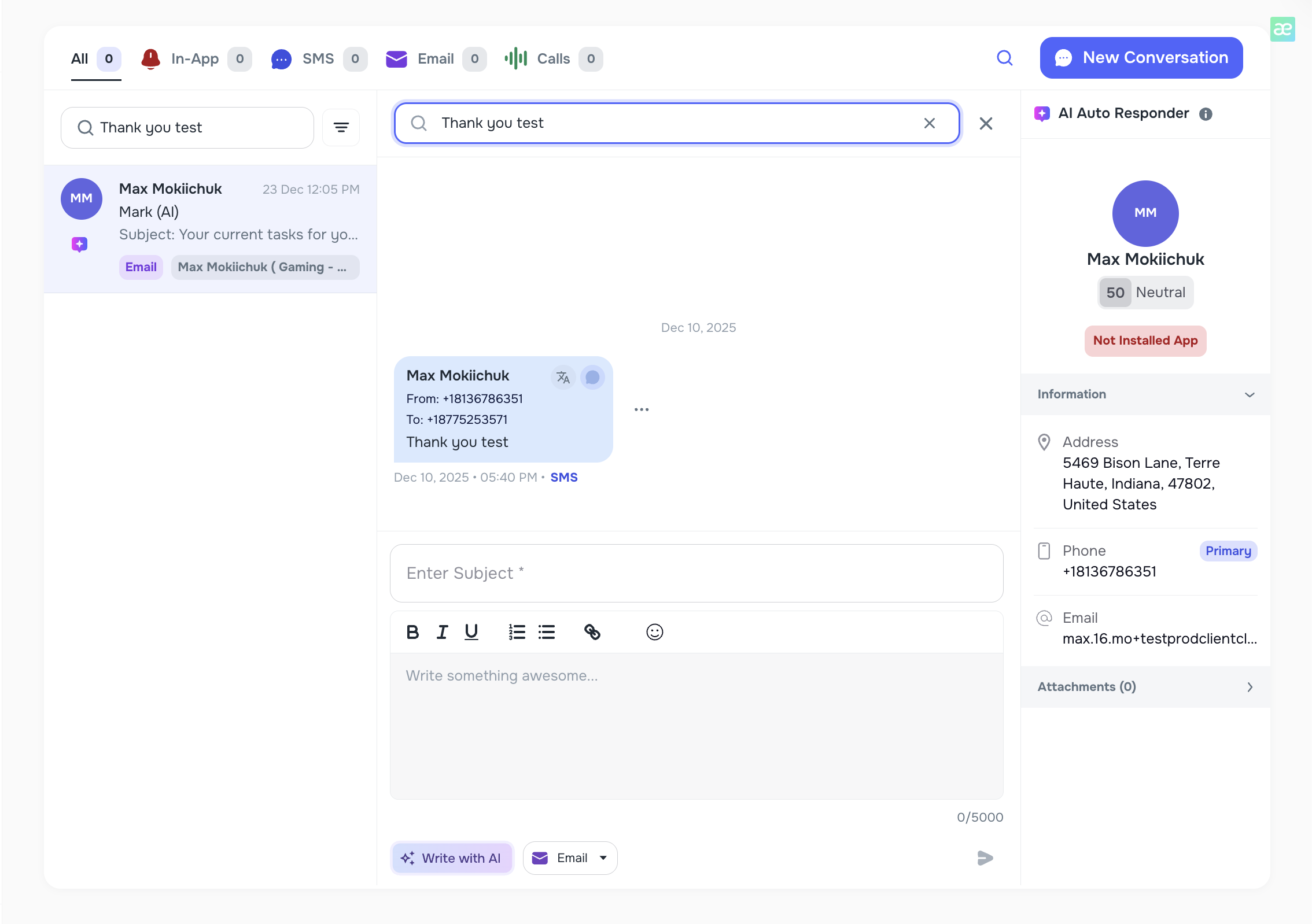 Messenger keyword search in left panel and in-chat search bar