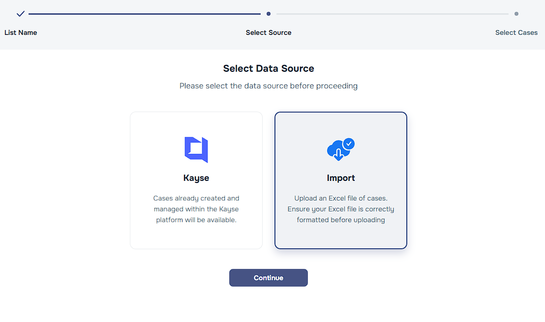 Import or manually add rows to populate list
