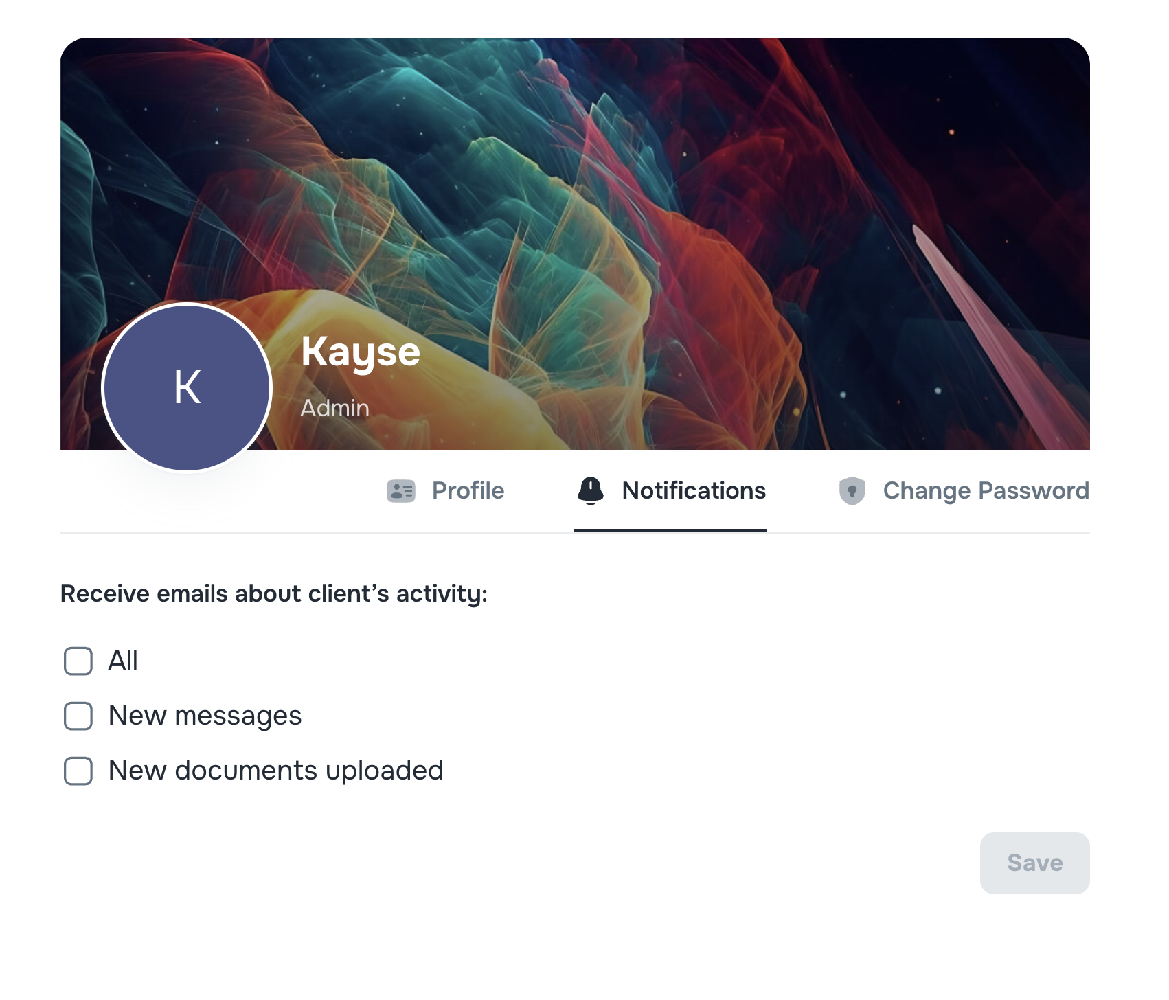 Email alerts toggle for new messages in Company Settings