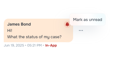 Mark as Unread option in message three-dot menu