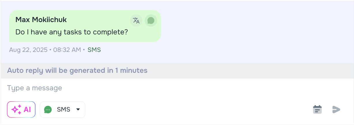 Auto-reply countdown timer before draft appears