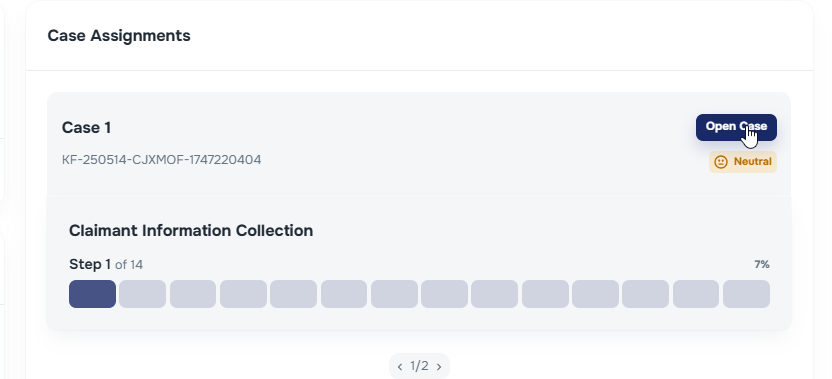 Open Case floating button on Client page Case Assignments