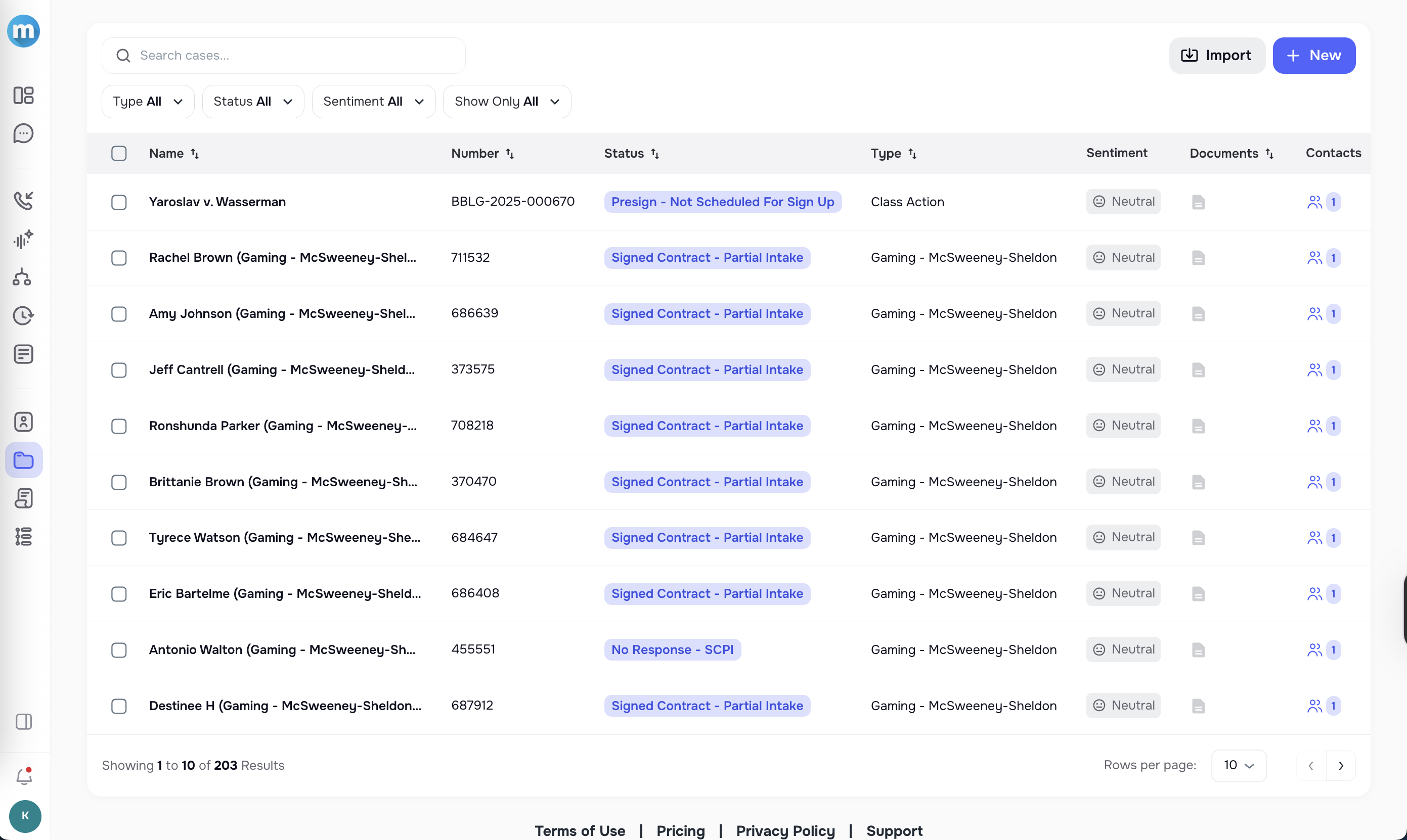 Redesigned Cases page with modernized layout and sorting