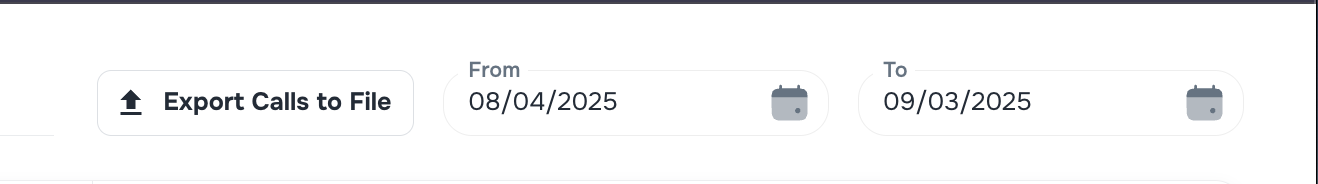 AI Receptionist CSV export with date filters