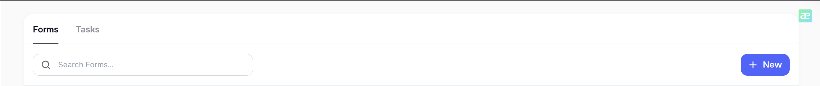 Forms list with pages and tasks