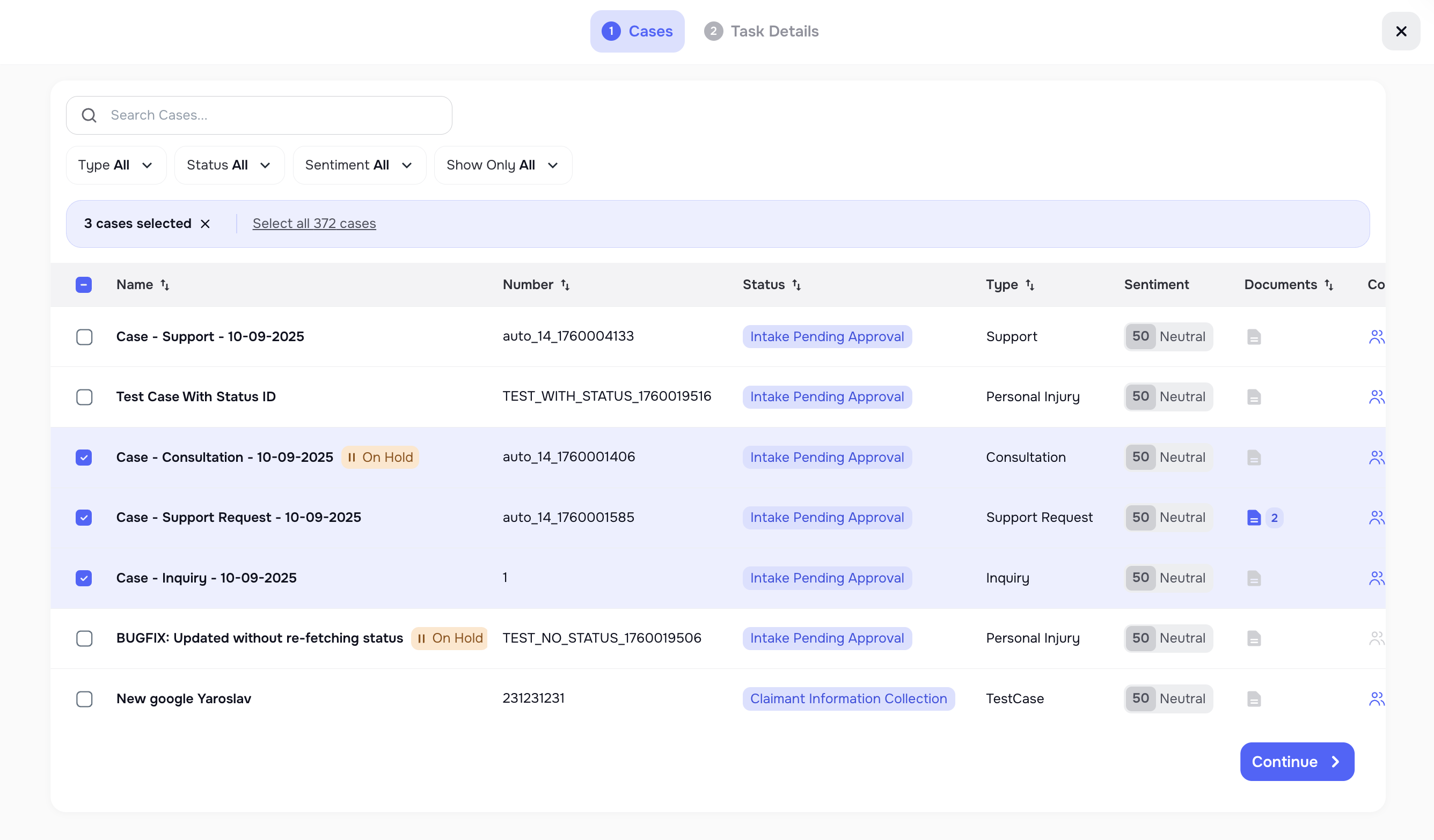 Standalone task in case view