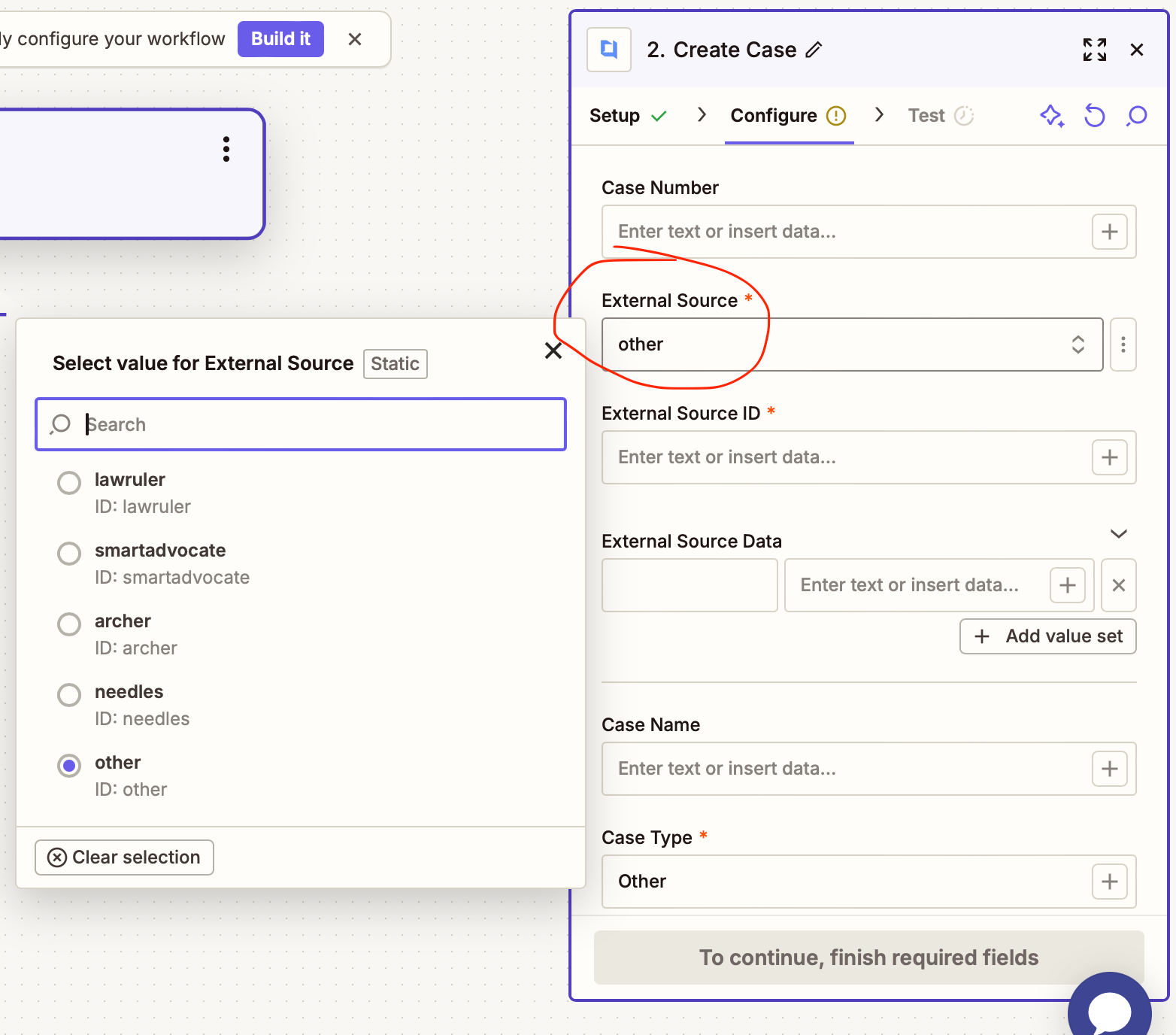 Action dropdown fields with pre-filled and dynamic Kayse values